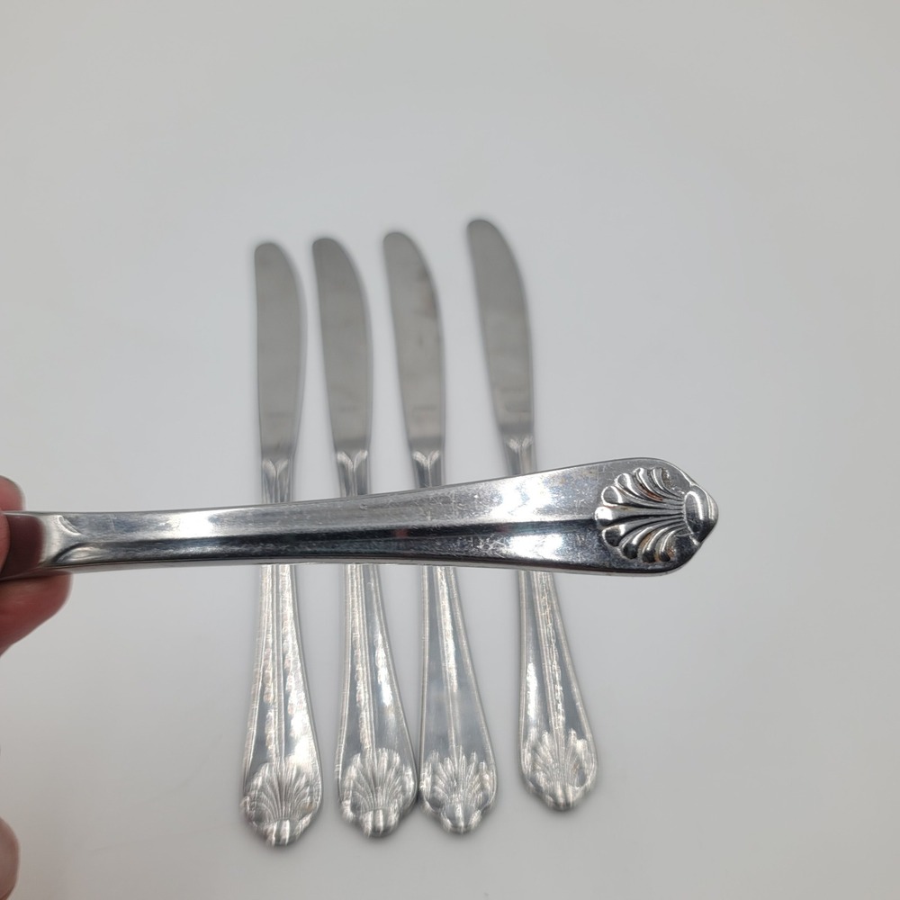 5pc Farberware Jubilee Shell Scallop Stainless Steel Flatware Knives Indonesia